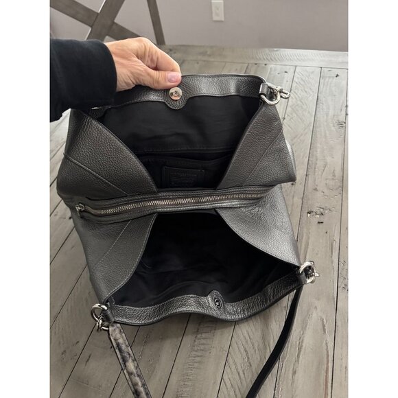 COACH Silver Metallic Lexy Shoulder Bag - Picture 8 of 12